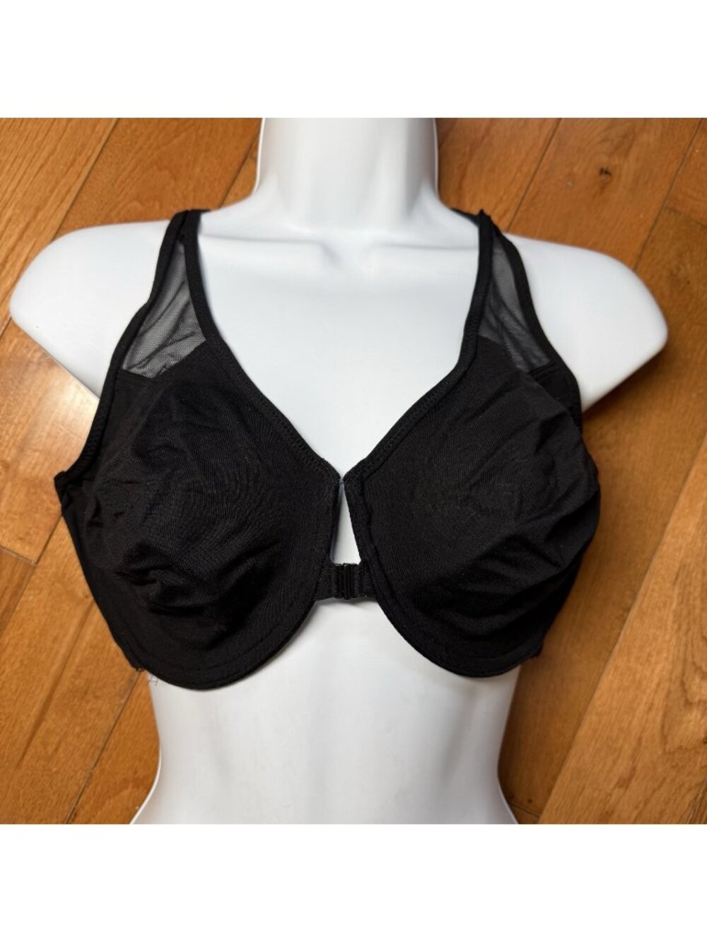 Wacoal Body Racerback Bra 38DD Black Front Close Underwire Mesh 65124